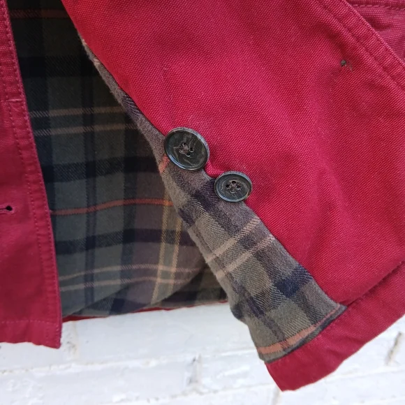 Lands' End Red Barn Coat Jacket with Brown Collar - Picture 7 of 7